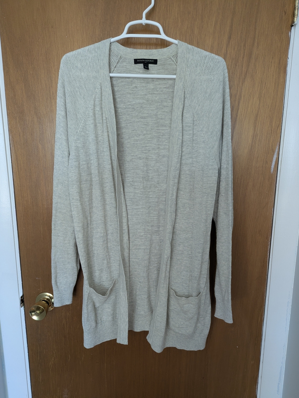 Banana Republic Light Cream Open-Front Cardigan with Pockets